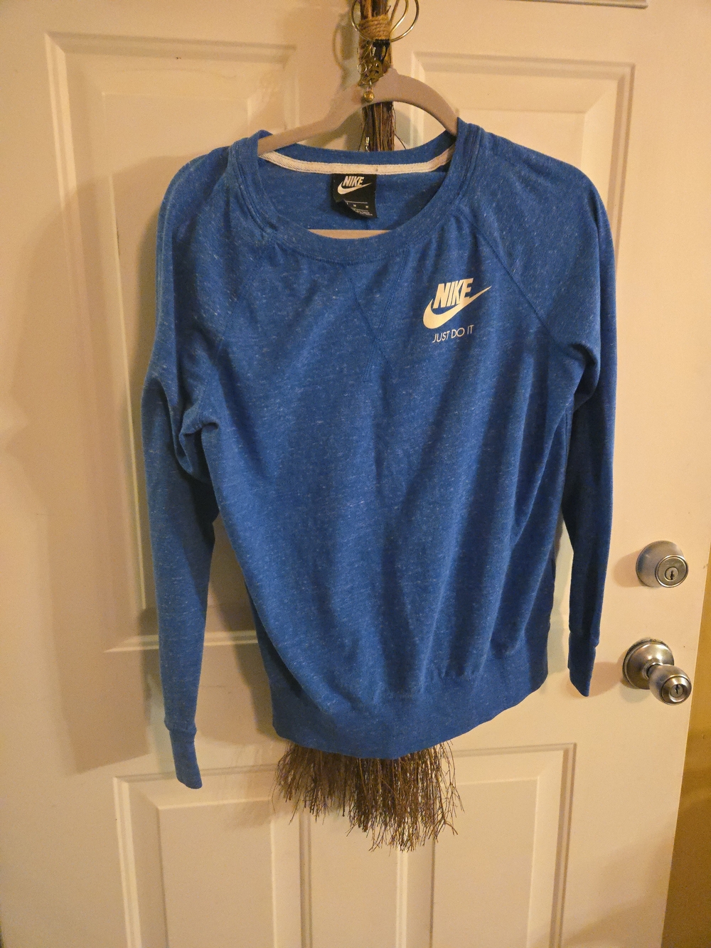 Nike Blue Scoopneck Sweatshirt with White Swoosh
